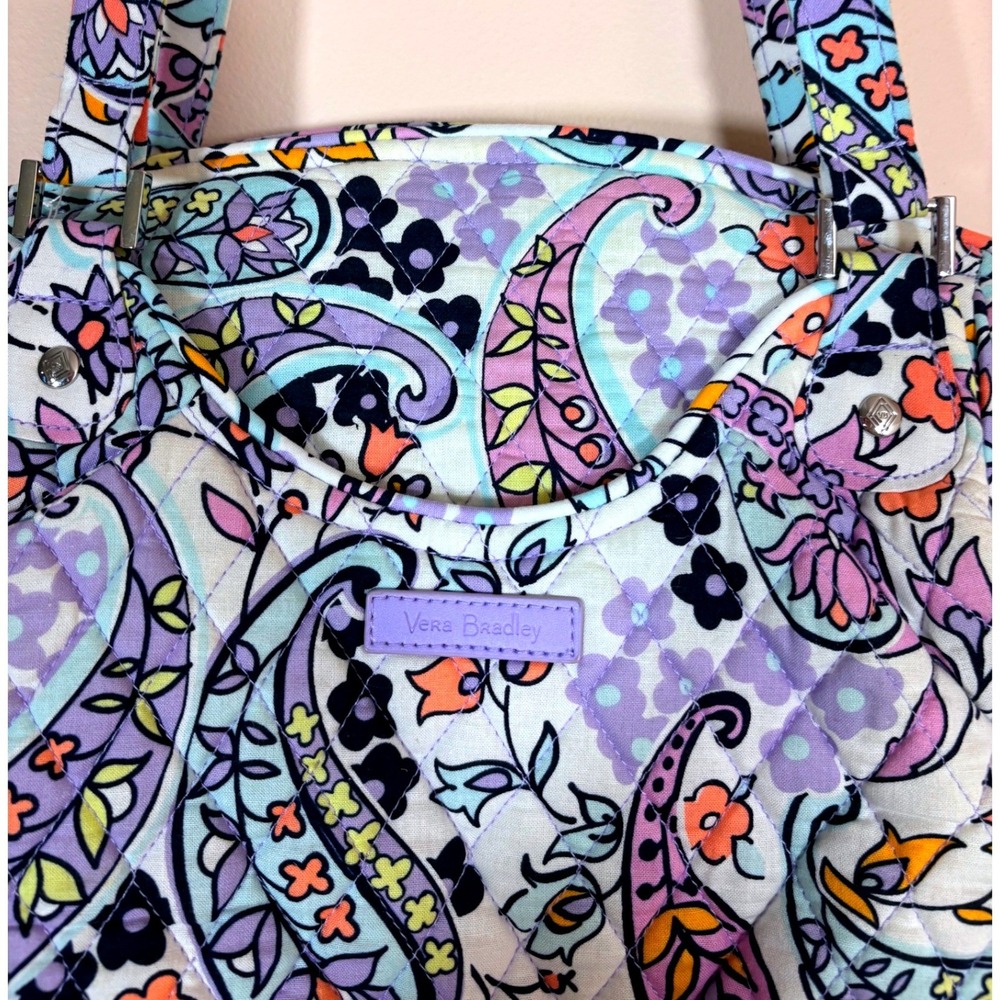 Vera Bradley Quilted Large Glenna Tote Maddalena Paisley Purple Orange Yellow - Picture 3 of 13